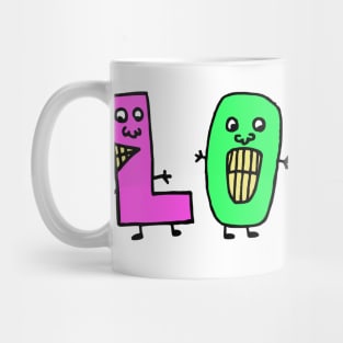 Cute Love Motivational Text Illustrated Dancing Letters, Blue, Green, Pink for all people, who enjoy Creativity and are on the way to change their life. Are you Confident for Change? To inspire yourself and make an Impact. Mug